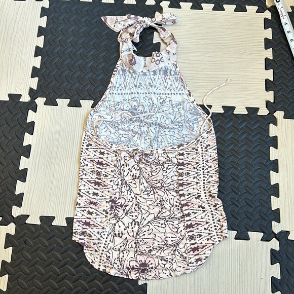 Free People Madagascar Halter Top Boho Floral Sleeveless Fitted Tea Pink size M - Picture 7 of 7